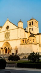 Fototapeta premium Ancient church facade at dawn