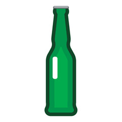 Green beer bottle icon. Vector
