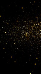 Golden glitter particles in space
