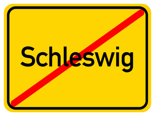 Illustration of a city exit sign for the city of Schleswig