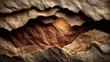 Ripped paper layers in earthy tones