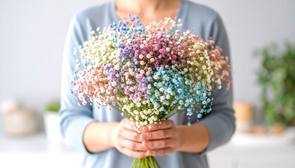 Colorful flower bouquet held by a person (1)