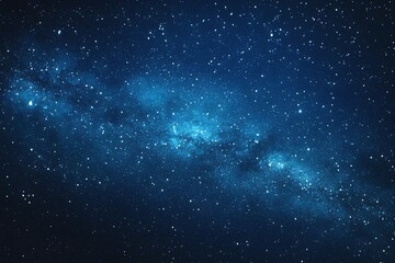 Obraz premium Starry sky background, blue night sky full of stars, glowing stars in the dark space, starry background, dark night, stars in the distance, starlight, dark background with a blue glow, night sky.