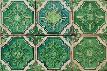 green old vintage ceramic tile background 