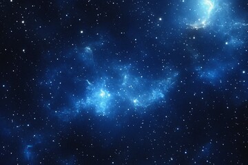Obraz premium Starry sky background, blue night sky full of stars, glowing stars in the dark space, starry background, dark night, stars in the distance, starlight, dark background with a blue glow, night sky.