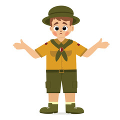 cute children adventure. happy cute kids summer camp holiday. Kids Scouts summer camp vector illustration.