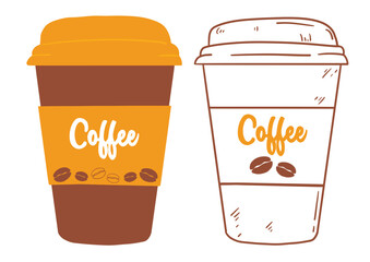 Take Away Coffee cups collection vector isolated. Hot coffee cup icon. Paper coffee cup icon isolated on white background