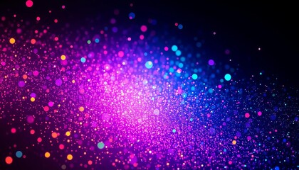 Multicolored holographic dust particles shimmer on a dark background, creating an abstract texture,  design,  graphic