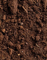 Rich Dark Brown Soil Background Full Frame Texture for Agriculture and Gardening