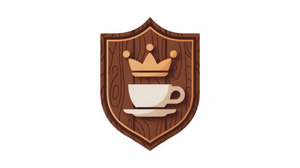 Royal Coffee Cup Wooden Shield Logo