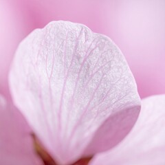 Close Up of a Delicate Pink Flower Petal with Visible Veins in Soft Lighting