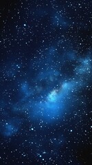 Fototapeta premium Starry sky background, blue night sky full of stars, glowing stars in the dark space, starry background, dark night, stars in the distance, starlight, dark background with a blue glow, night sky.