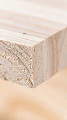Close Up of Light Beige Wooden Board with Detailed Grain Texture and Natural Pattern