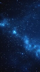 Naklejka premium Starry sky background, blue night sky full of stars, glowing stars in the dark space, starry background, dark night, stars in the distance, starlight, dark background with a blue glow, night sky.