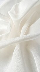 Abstract White Soft Textile Backdrop with Smooth Folds and Subtle Shadows Indoor