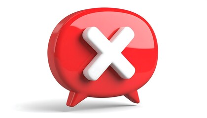 Obraz premium Red speech bubble with white X
