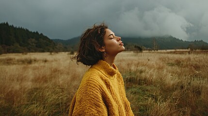 The images depict people in nature, taking deep breaths or engaging in simple activities like cycling. They reflect connection with nature, relaxation, slowing down and taking time for oneself.