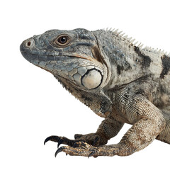 Obraz premium Png of Close-up of a majestic lizard showcasing intricate scales and vibrant textures against a clean background.