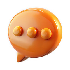 Orange glossy speech bubble icon isolated on transparent background