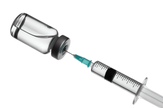 Vaccine vial and syringe for medical injection, healthcare solutions for disease prevention and immunization