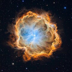 Colorful planetary nebula in space