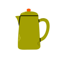 Green tall teapot with simple lid and modern shape for tea brewing