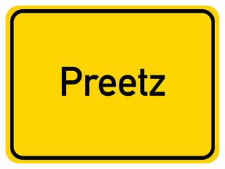 Illustration of a city entrance sign for the city of Preetz