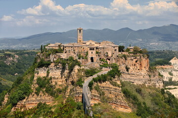 Civita di Bagnoregio hamlet, fraction of the municipality to the east of Bagnoregio town in the Badlands Valley atop a tuff rock spur. Lazio-Italy-168