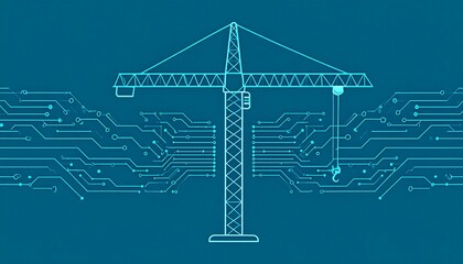 Construction technology, futuristic crane