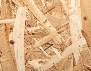 Close Up of Oriented Strand Board Texture with Wood Grain and Natural Pattern