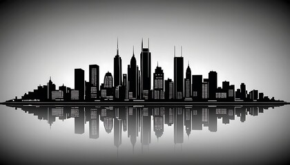 Modern City Skyline at Sunset