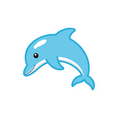 Obraz premium A charming cartoon dolphin, a symbol of aquatic life and marine wonder