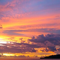 Colorful sunset sky over ocean