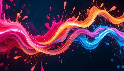 Vibrant Neon Paint Streaks Abstract Background