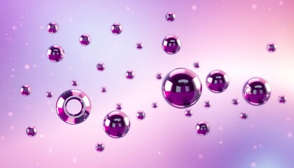 Purple Spheres with White Rings on Gradient Background, Sci-Fi Concept