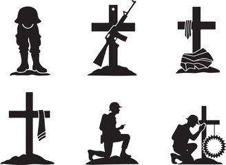 Honoring fallen soldiers with somber cross and military tributes