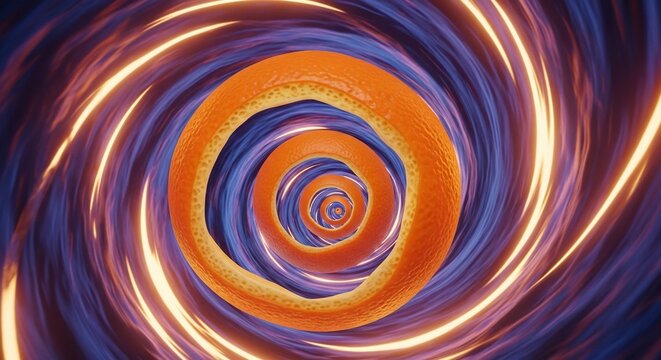 Orange Peel Vortex Abstract Swirl of Citrus and Light Hypnotic Fruit Illusion. - Powered by Adobe