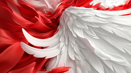 Obraz premium Dynamic white angel wing and red fabric flowing, perfect for elegant design projects