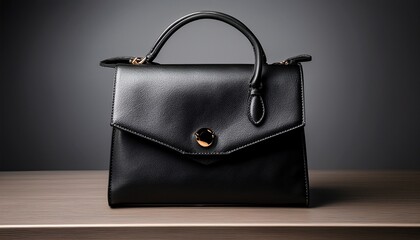 stylish black leather handbag with textured finish and elegant design perfect for any occasion