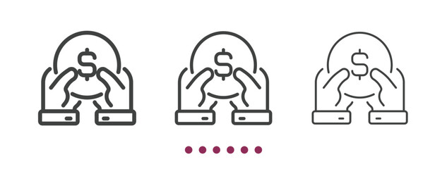 Money icon. Thin line icon vector