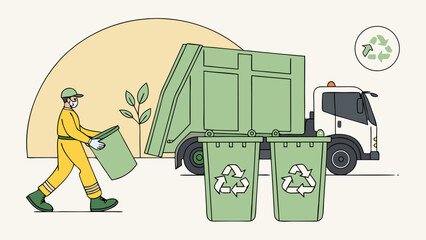 Recycling Waste Collection by a Worker 2.