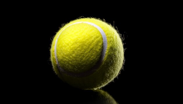 bright yellow tennis ball isolated on black background for sports - Powered by Adobe