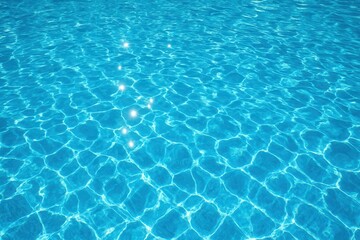 Obraz premium Crystal Clear Swimming Pool Water with Brilliant Sunlight Reflections and Tropical Resort Vacation Atmosphere