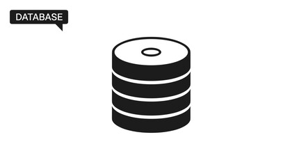 Isometric database icon with speech bubble indicating the database concept in a simple graphic design