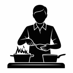 Cooking Scene with Flames and Preparation Tools