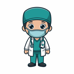 Cute Cartoon Doctor Character Illustration