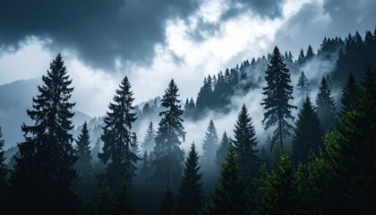 Fototapeta premium Misty Mountain Forest Landscape