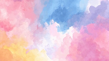 Obraz premium Abstract watercolor background with soft pastel tones of pink, blue, purple, and yellow