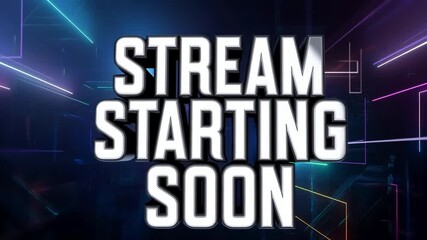 Stream Starting Soon Announcement: A dynamic and engaging graphic that signals the beginning of a live stream session, using vibrant colors and sleek design, inviting viewers into the virtual world.