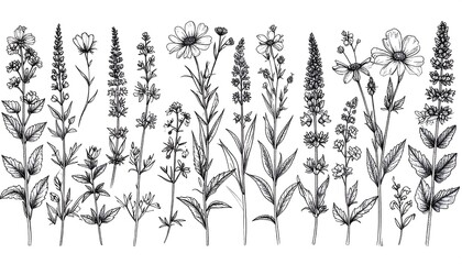 Botanical line art collection